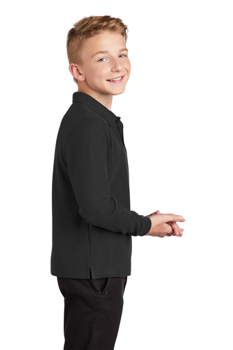 Port Authority® Youth Silk Touch™ Long Sleeve Polo - Image 3
